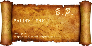 Balló Pál névjegykártya